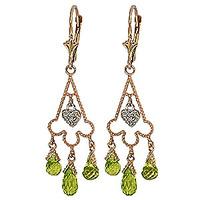 peridot and diamond trilogy drop earrings 48ctw in 9ct gold