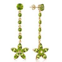 Peridot Daisy Chain Drop Earrings 4.8ctw in 9ct Gold