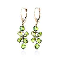 Peridot Blossom Drop Earrings 5.32ctw in 9ct Gold