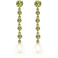 Peridot and Pearl by the Yard Drop Earrings 10.0ctw in 9ct Gold