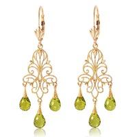 Peridot Mirage Briolette Drop Earrings 3.75ctw in 9ct Gold