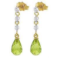 peridot and diamond chain droplet earrings 30ctw in 9ct gold