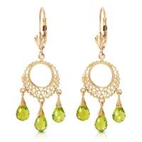 Peridot Trilogy Briolette Drop Earrings 3.75ctw in 9ct Gold