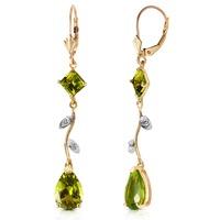 Peridot and Diamond Vine Branch Drop Earrings 3.95ctw in 9ct Gold