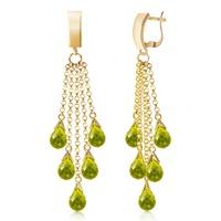 Peridot Droplet Briolette Earrings 7.3ctw in 9ct Gold