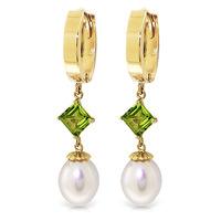 pearl and peridot droplet huggie earrings 95ctw in 9ct gold