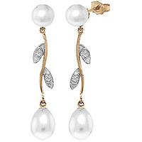 pearl and diamond vine branch drop earrings 100ctw in 9ct gold