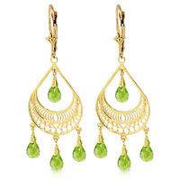 Peridot Mirage Briolette Drop Earrings 6.75ctw in 9ct Gold