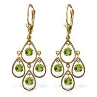 Peridot Quadruplo Milan Drop Earrings 2.4ctw in 9ct Gold