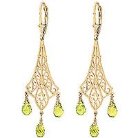 Peridot Trilogy Briolette Drop Earrings 4.5ctw in 9ct Gold