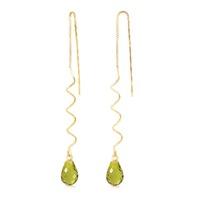 Peridot Spiral Scintilla Briolette Earrings 3.3ctw in 9ct Gold