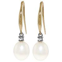 Pearl and Diamond Drop Earrings 8.0ctw in 9ct Gold