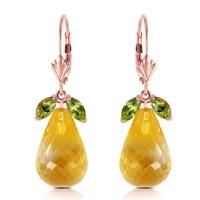 Peridot and Citrine Drop Earrings 14.4ctw in 9ct Rose Gold