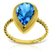 Pear Cut Blue Topaz Ring 4.0ct in 9ct Gold