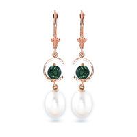 Pearl and Emerald Drop Earrings 9.0ctw in 9ct Rose Gold