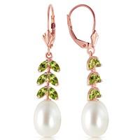 pearl and peridot drop earrings 92ctw in 9ct rose gold