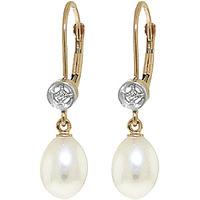 pearl and diamond drop earrings 80ctw in 9ct gold