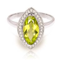 Peridot and Diamond Halo Ring 2.0ct in 9ct White Gold