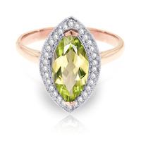 Peridot and Diamond Halo Ring 2.0ct in 9ct Rose Gold