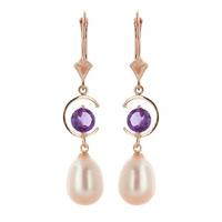 Pearl and Amethyst Drop Earrings 9.0ctw in 9ct Rose Gold