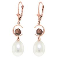 pearl and garnet drop earrings 90ctw in 9ct rose gold