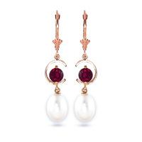 Pearl and Ruby Drop Earrings 9.0ctw in 9ct Rose Gold