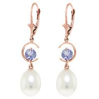 pearl and tanzanite drop earrings 90ctw in 9ct rose gold