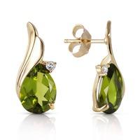 Peridot and Diamond Stud Earrings 4.2ctw in 9ct Gold