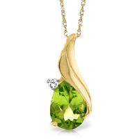 Peridot and Diamond Pendant Necklace 2.0ct in 9ct Gold