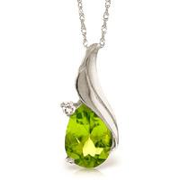 peridot and diamond pendant necklace 20ct in 9ct white gold