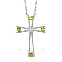 peridot and diamond cross pendant necklace 04ctw in 9ct white gold