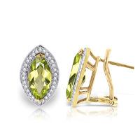 Peridot and Diamond French Clip Halo Earrings 4.0ctw in 9ct Gold