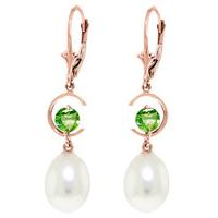 Pearl and Peridot Drop Earrings 9.0ctw in 9ct Rose Gold