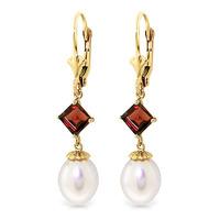 Pearl and Garnet Droplet Earrings 9.5ctw in 9ct Gold