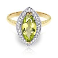 Peridot and Diamond Halo Ring 2.0ct in 9ct Gold