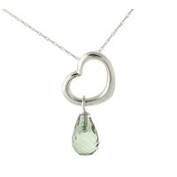 Pear Cut Green Amethyst Pendant Necklace 2.25ct in 9ct White Gold