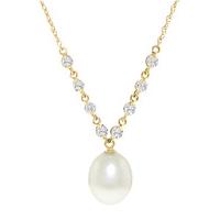 pearl and diamond pendant necklace 40ct in 9ct gold