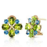 peridot and blue topaz sunflower stud french clip earrings 485ctw in 9 ...