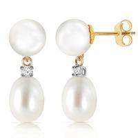 Pearl and Diamond Stud Earrings 10.0ctw in 9ct Gold