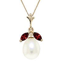 Pearl and Garnet Pendant Necklace 4.5ctw in 9ct Gold