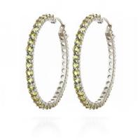 Peridot Metro Hoop Earrings 6.0ctw in 9ct White Gold