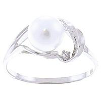 pearl and diamond ring 20ct in 9ct white gold