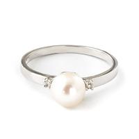 Pearl and Diamond Ring 1.0ct in 9ct White Gold