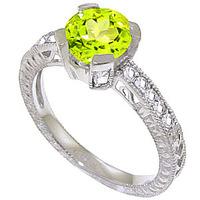 Peridot and Diamond Renaissance Ring 1.5ct in 9ct White Gold