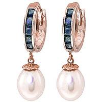 pearl and sapphire huggie earrings 93ctw in 9ct rose gold