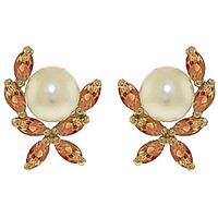 Pearl and Citrine Ivy Stud Earrings 3.25ctw in 9ct Gold