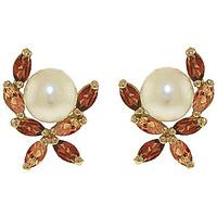 pearl garnet and citrine ivy stud earrings 325ctw in 9ct gold