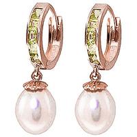 Pearl and Peridot Huggie Earrings 9.3ctw in 9ct Rose Gold