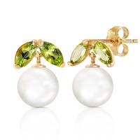 pearl and peridot snowdrop stud earrings 44ctw in 9ct gold