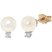 Pearl and Diamond Stud Earrings 4.0ctw in 9ct Gold